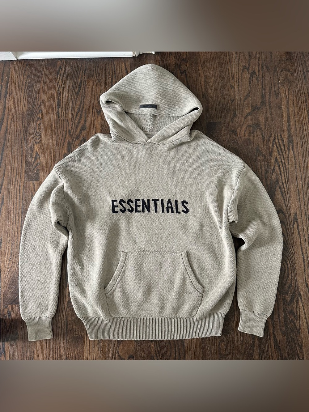 Fear of God Essentials Knit Logo Hoodie Taupe Oatmeal Oversized Size S